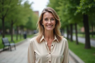 Femme confiante dans un parc urbain naturel